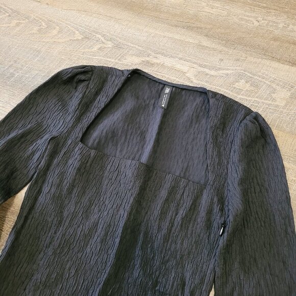 ZARA | Square Neckline Textured Long Sleeve Bodysuit | Sz. S - Picture 7 of 10
